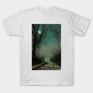 Lovers on a Moonlit Lane by John Atkinson Grimshaw T-Shirt